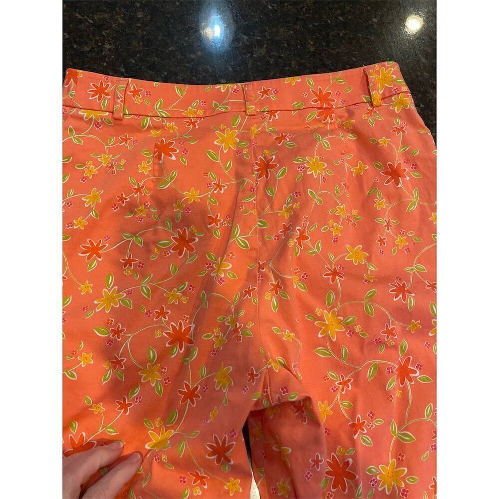 Willi Smith Women's Size 8 Orange Floral Crop Pants Casual Straight Leg - Picture 5 of 7